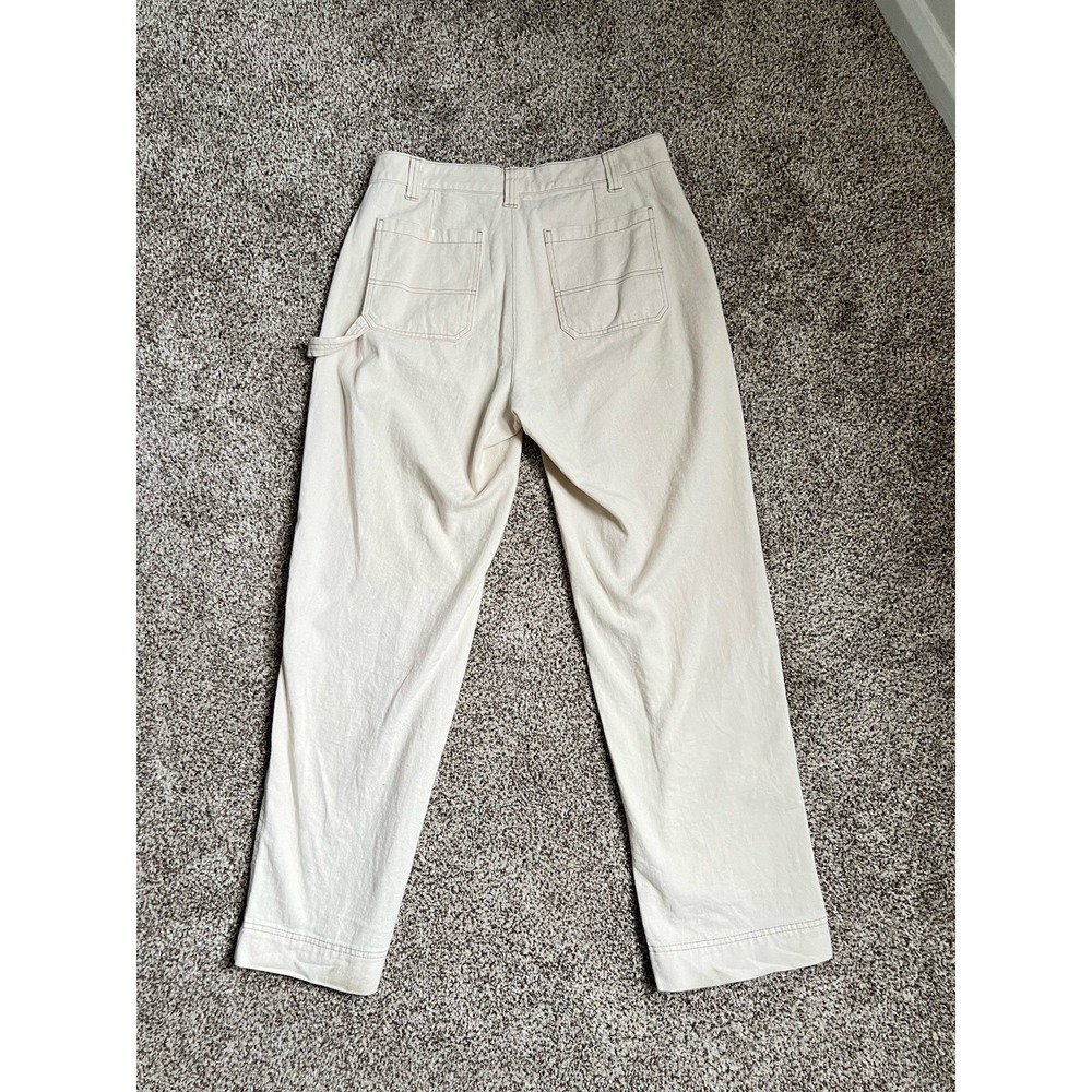 Women's Off White Carpenter Pants Size 10 Tall Straight Leg Casual Old Navy - Picture 4 of 5